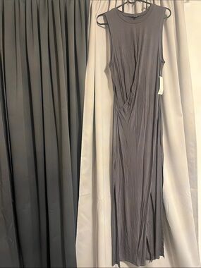Tobi Sleeveless Gray Maxi Dress - Minimalist Long Silhouette